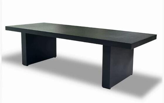 Outdoor table and 8pcs chair made with weather resistant UV resistant polywood and aluminum frame built for gardens courtyards and villas